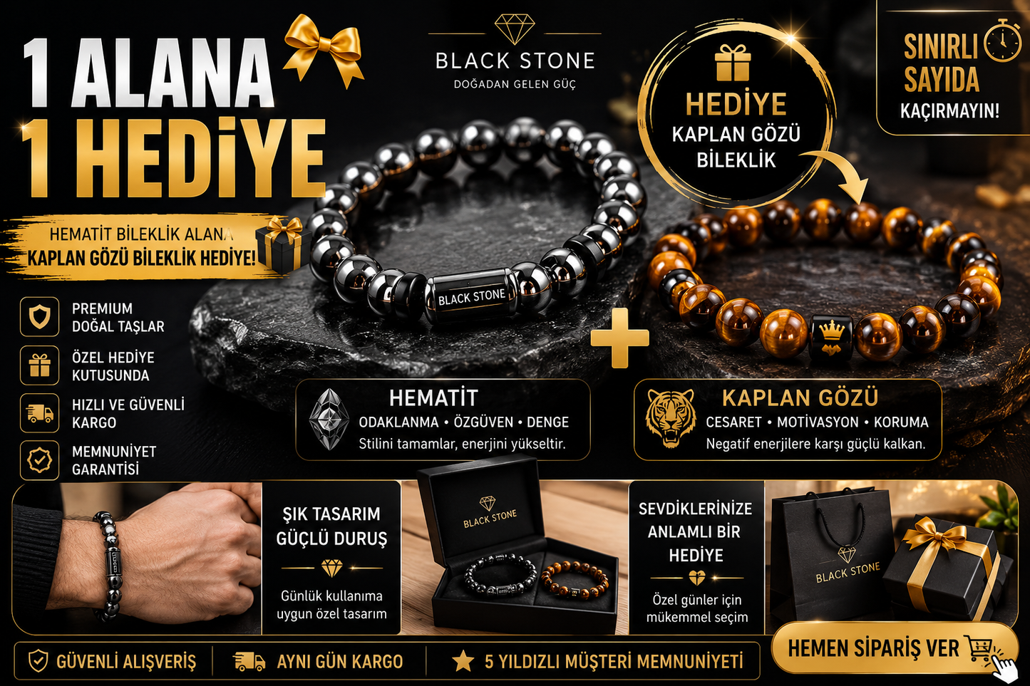 🎁 Tek bileklik fiyatına 2 premium bileklik!